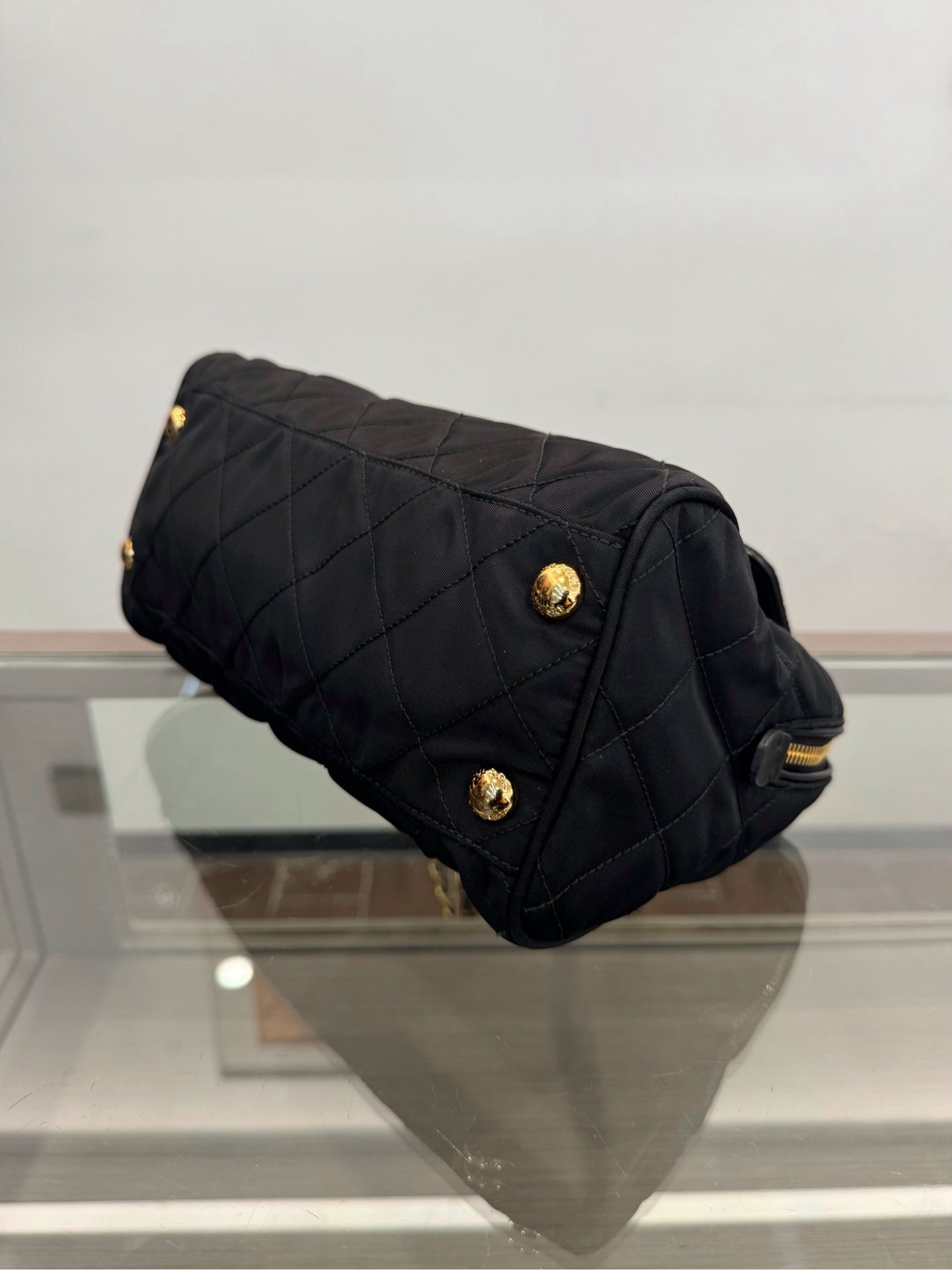 Prada - Quilted Nylon Chain Shoulder Bag - Technical fabric - Black - (Small)