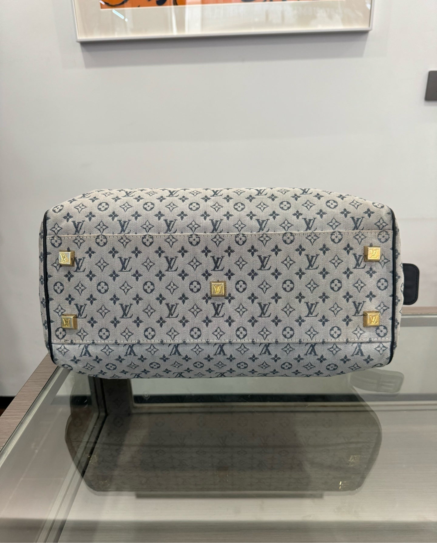 Louis Vuitton - Monogram Denim Boston Bag - Denim with leather trim - Blue - (small)