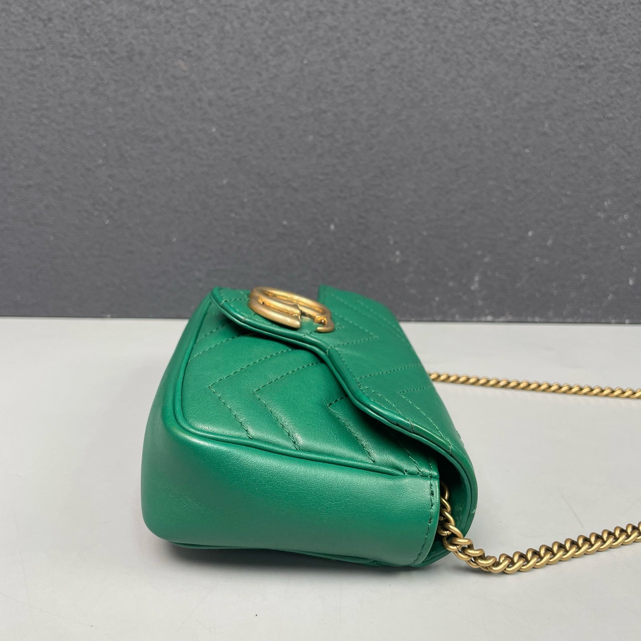 Gucci - GG Marmont Mini Chain Bag - Leather - Green - (mini)