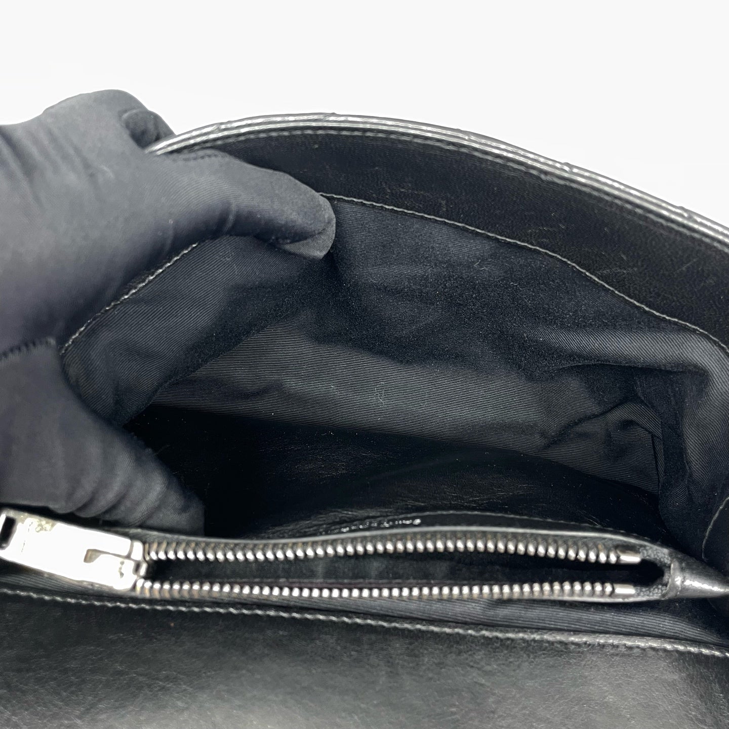 Saint Laurent - College Monogram Bag - Leather - Metallic Black - (Small)