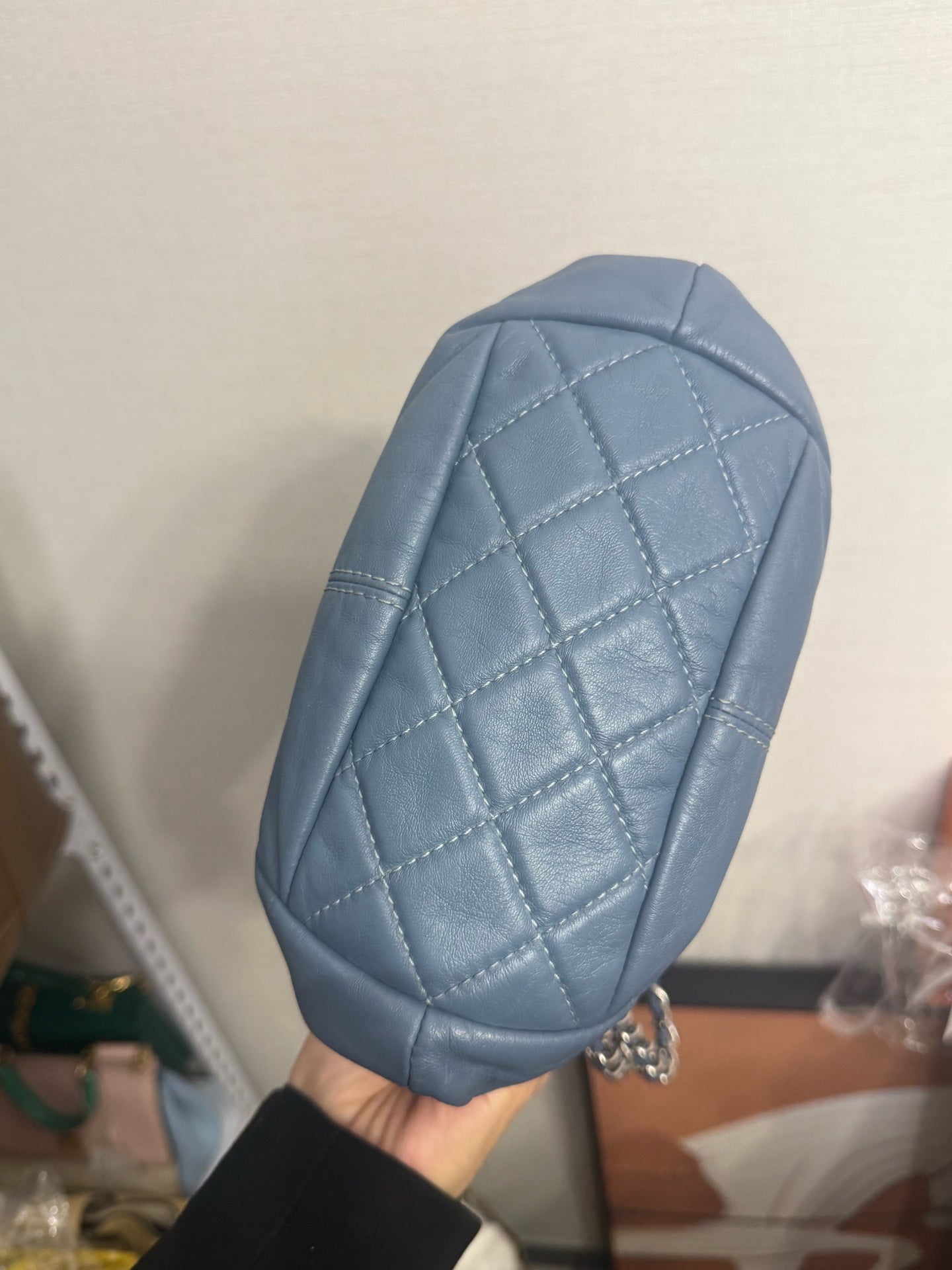 Chanel - Quilted Dumpling Flap Bag - Lambskin leather - Hazy Blue with Silver-Tone Hardware - (mini)
