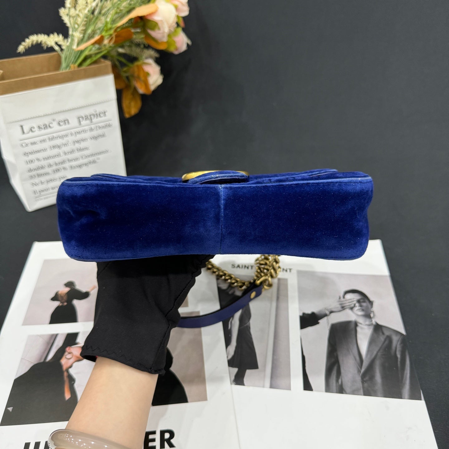 Gucci - Marmont 2.0 Matelassé Small Shoulder Bag - Velvet - Blue - (small)