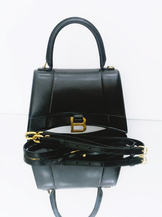 Balenciaga - Hourglass S Bag - Smooth calfskin leather - Black - (small)