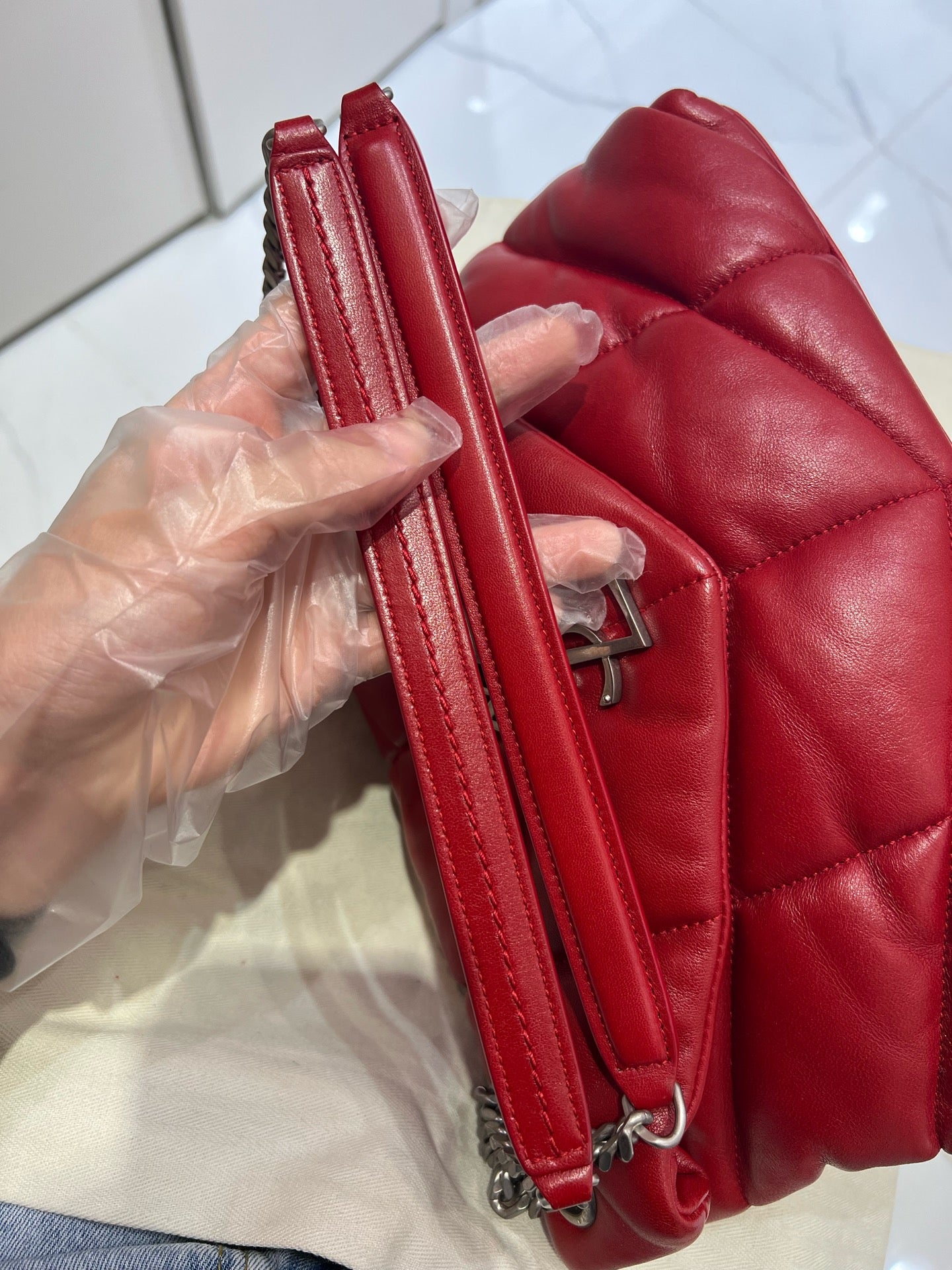 Saint Laurent - LouLou Puffer - Leather - Red - (small)