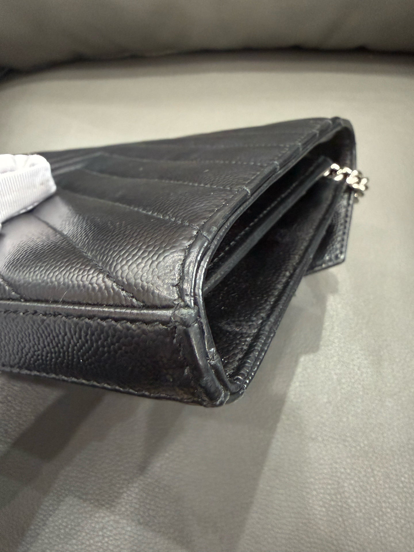 Saint Laurent - Envelope Wallet on Chain (WOC) - Grained calfskin leather - Black - (Mini)