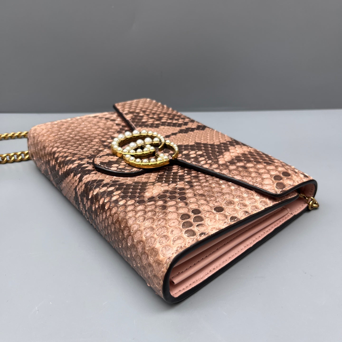 Gucci - Marmont Wallet on Chain (WOC) - Exotic leathers - Python, Leather lining - Multicolour - (mini)