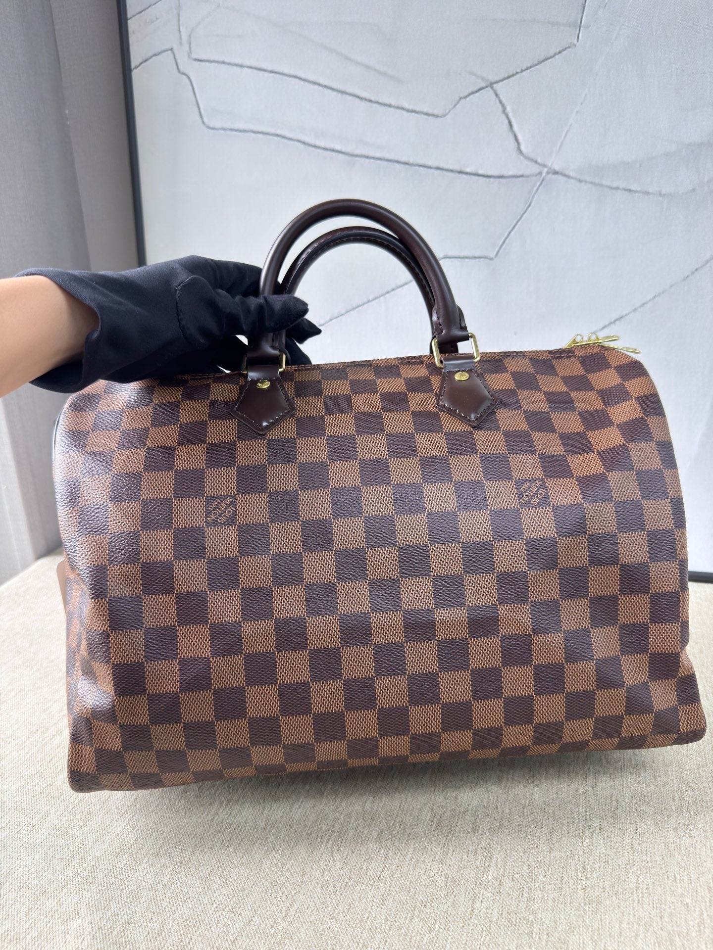 Louis Vuitton - Speedy Bandoulière 35 - Damier Ebene coated canvas with leather trim - Brown - (Large)