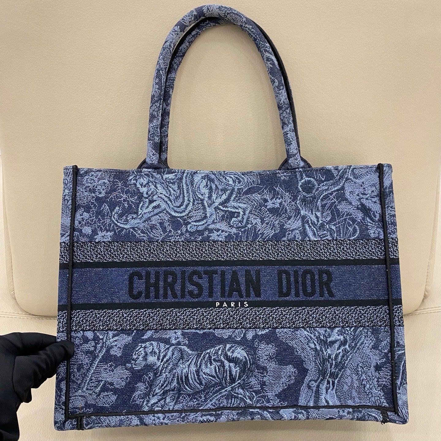Dior - Book Tote - Embroidered canvas - Navy - (medium)