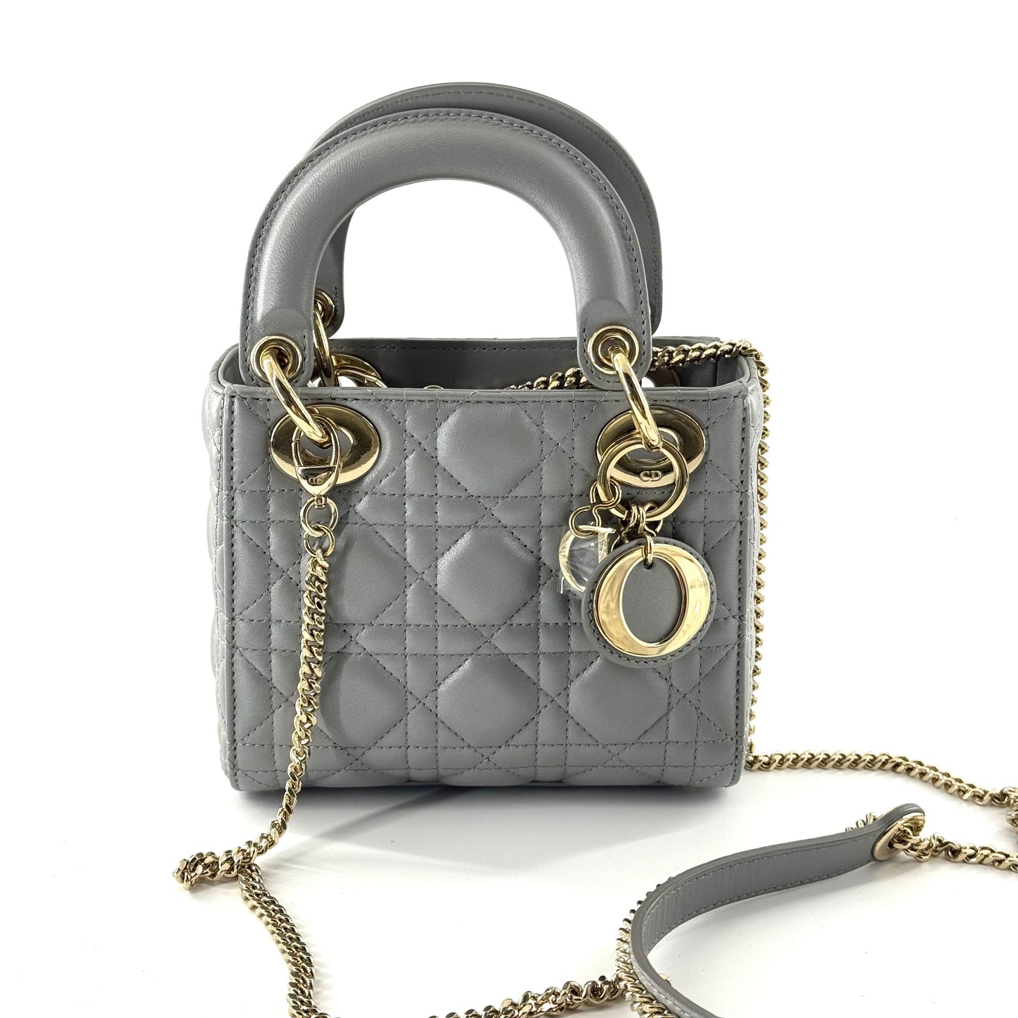 Dior - Lady Dior Mini - Lambskin leather - Grey - (mini)