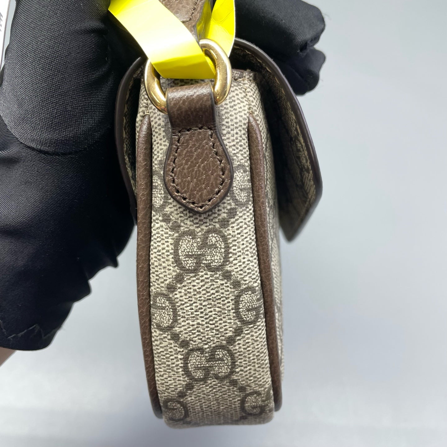 Gucci - Ophidia GG Supreme Envelope Bag - GG Supreme coated canvas with leather trim - Beige and Ebony with Red and Green Web - (mini)