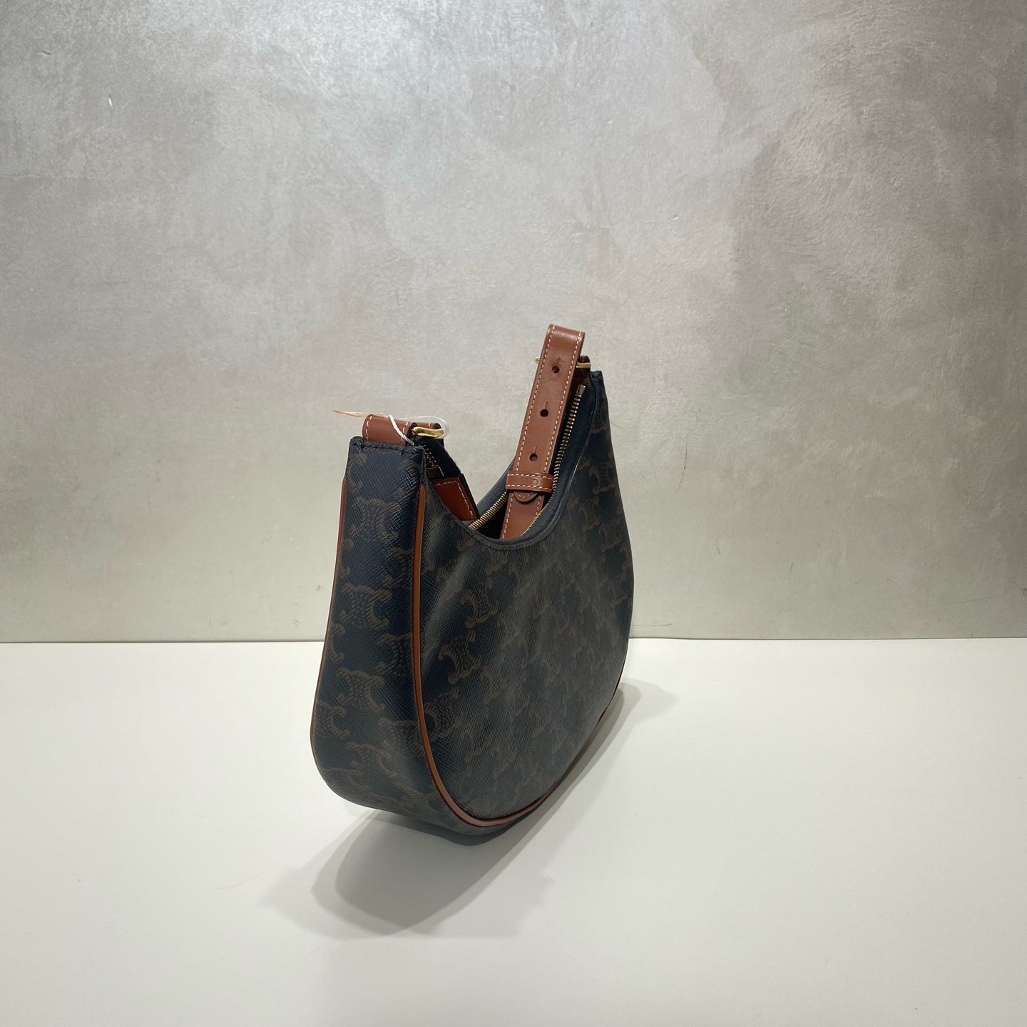 Celine - Triomphe Moon Bag - Coated canvas and Leather - Brown - (small)