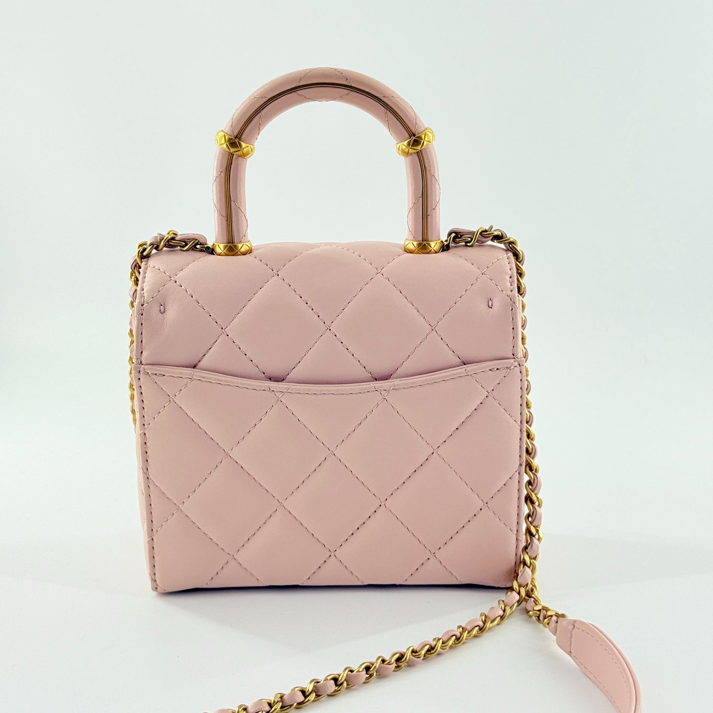 Chanel - 23S Mini Top Handle Flap Bag - Lambskin leather - Pink - (Mini)