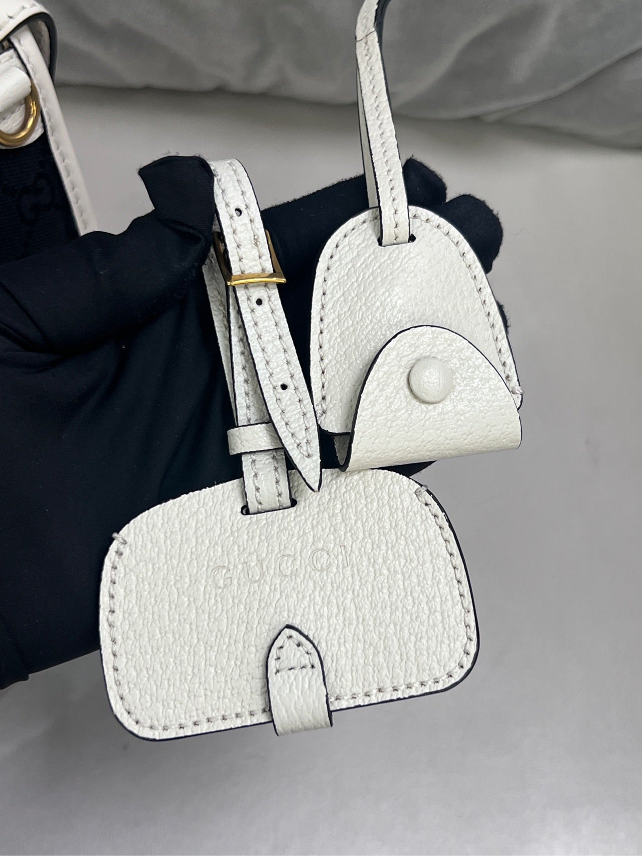 Gucci - Exquisite Top Handle Bag - GG Canvas and Leather - Black with White trim and Red/Green Web - (mini)