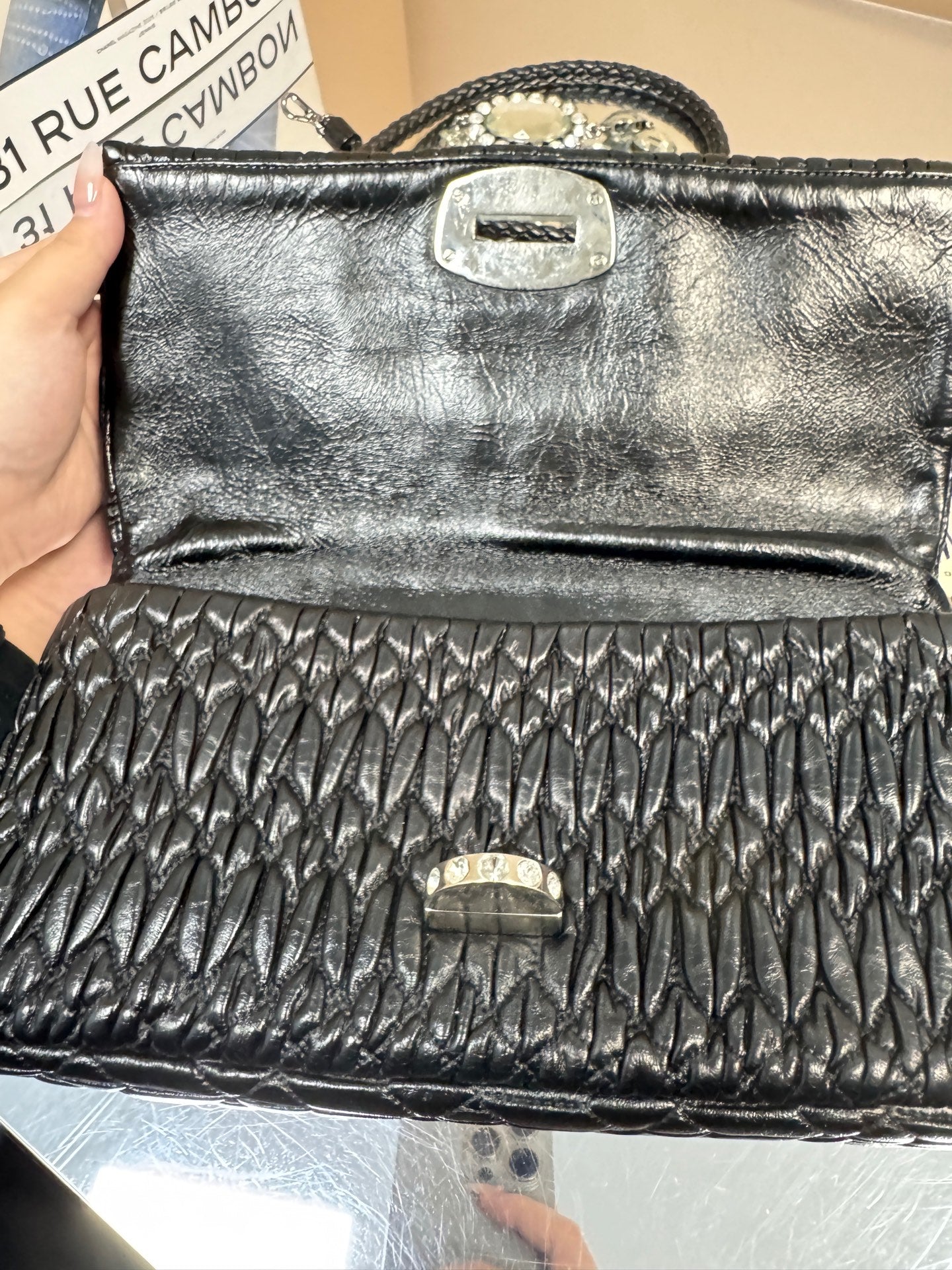 Miumiu - Matelassé Pleated Jewel Bag - Matelassé leather - Black - (medium)