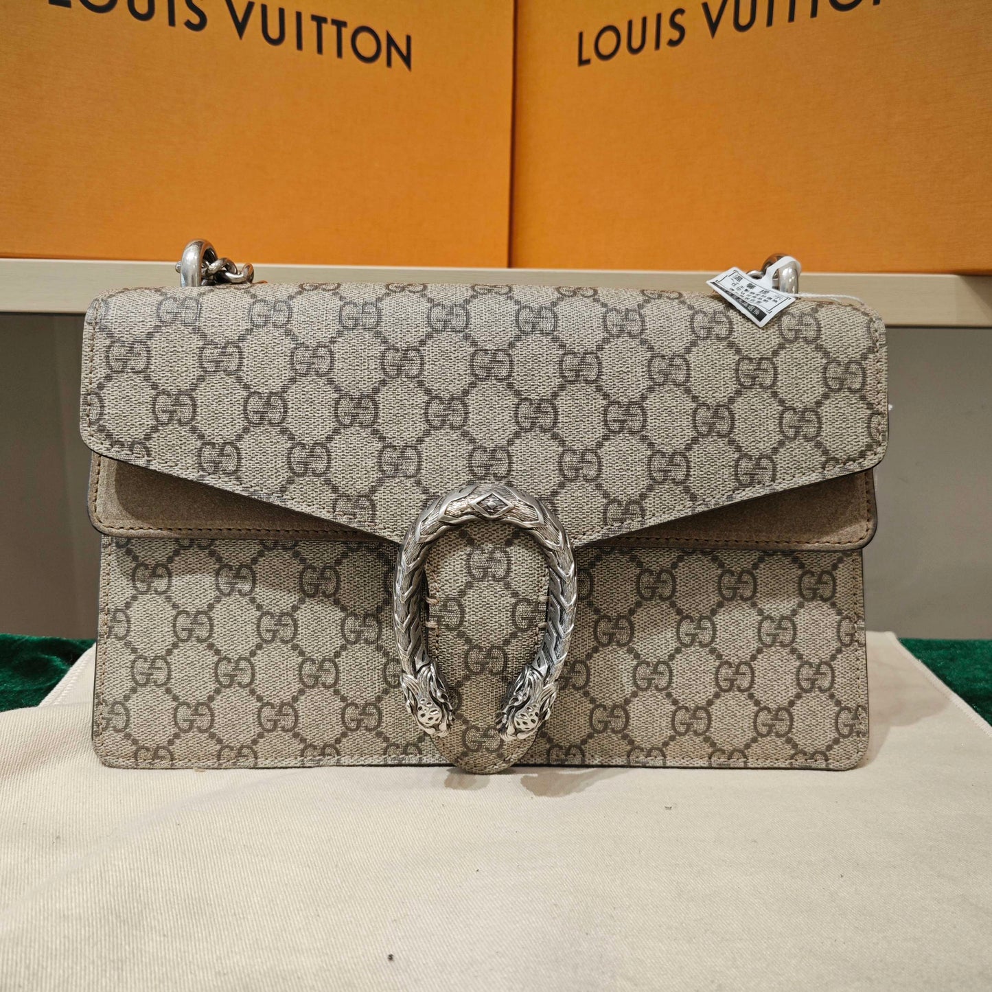 Gucci - Dionysus Shoulder Bag - GG Supreme coated canvas with suede and leather trim - Camel - (Medium)