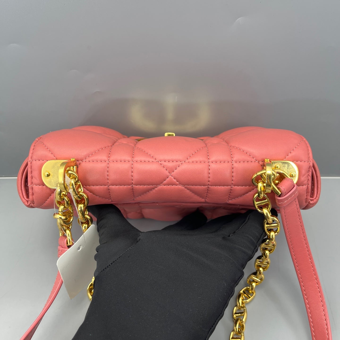 Dior - Caro Puff Chain Bag - Calfskin leather - Coral Pink with Gold-Tone Hardware - (mini)