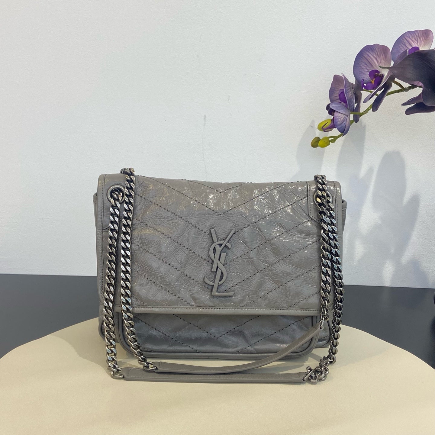 Saint Laurent - Niki Medium - Leather - Grey - (medium)
