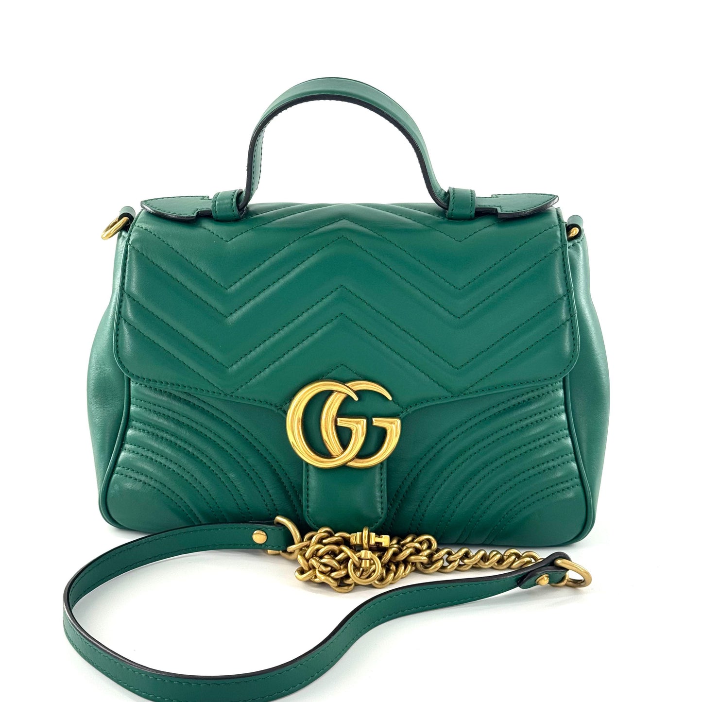 Gucci - Marmont Top Handle - Leather - Green - (medium)