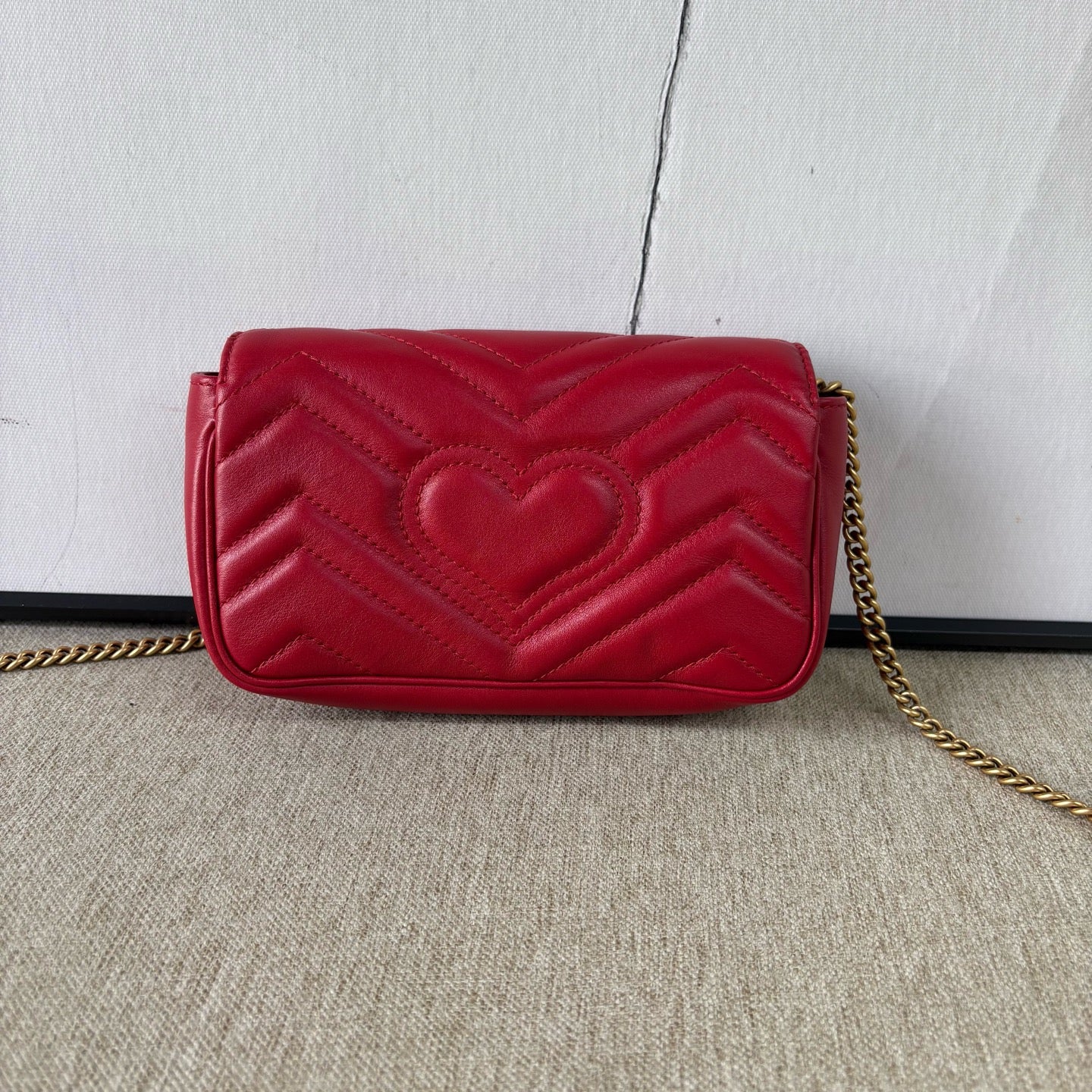 Gucci - GG Marmont Matelassé Mini Chain Bag - Cowhide leather - Red - (mini)