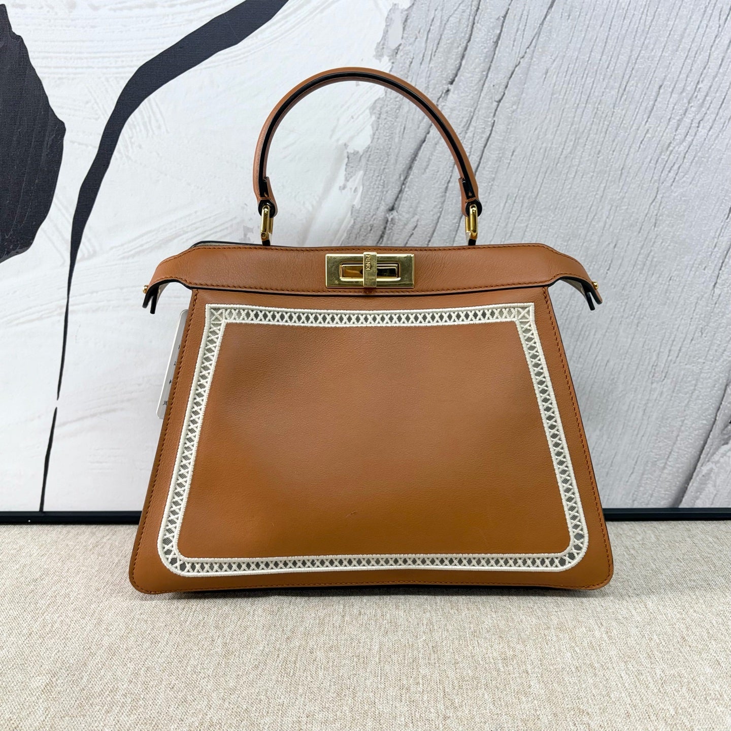 Fendi - Peekaboo Medium with Lace Cutout - Leather - Brown - (Medium)