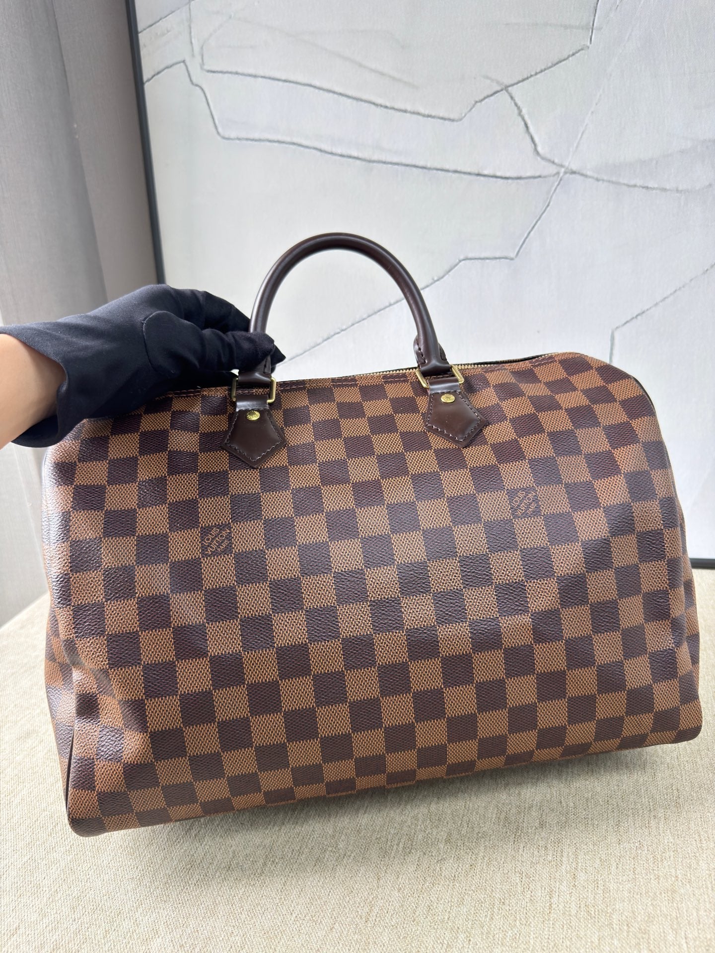 Louis Vuitton - Speedy Bandoulière 35 - Damier Ebene coated canvas with leather trim - Brown - (Large)