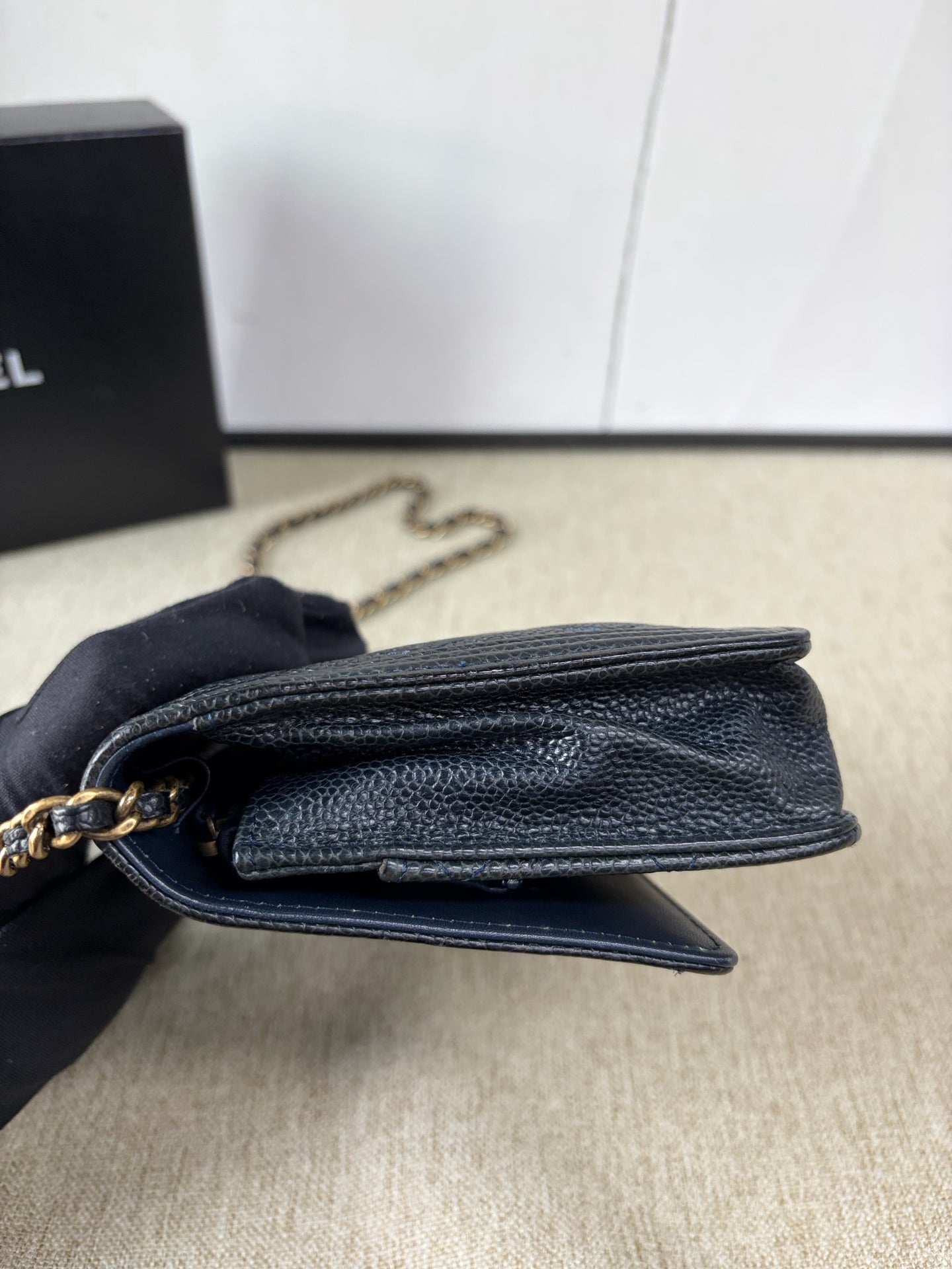 Chanel - Boy WOC (Wallet on Chain) - Grained calfskin leather - Blue - (mini)