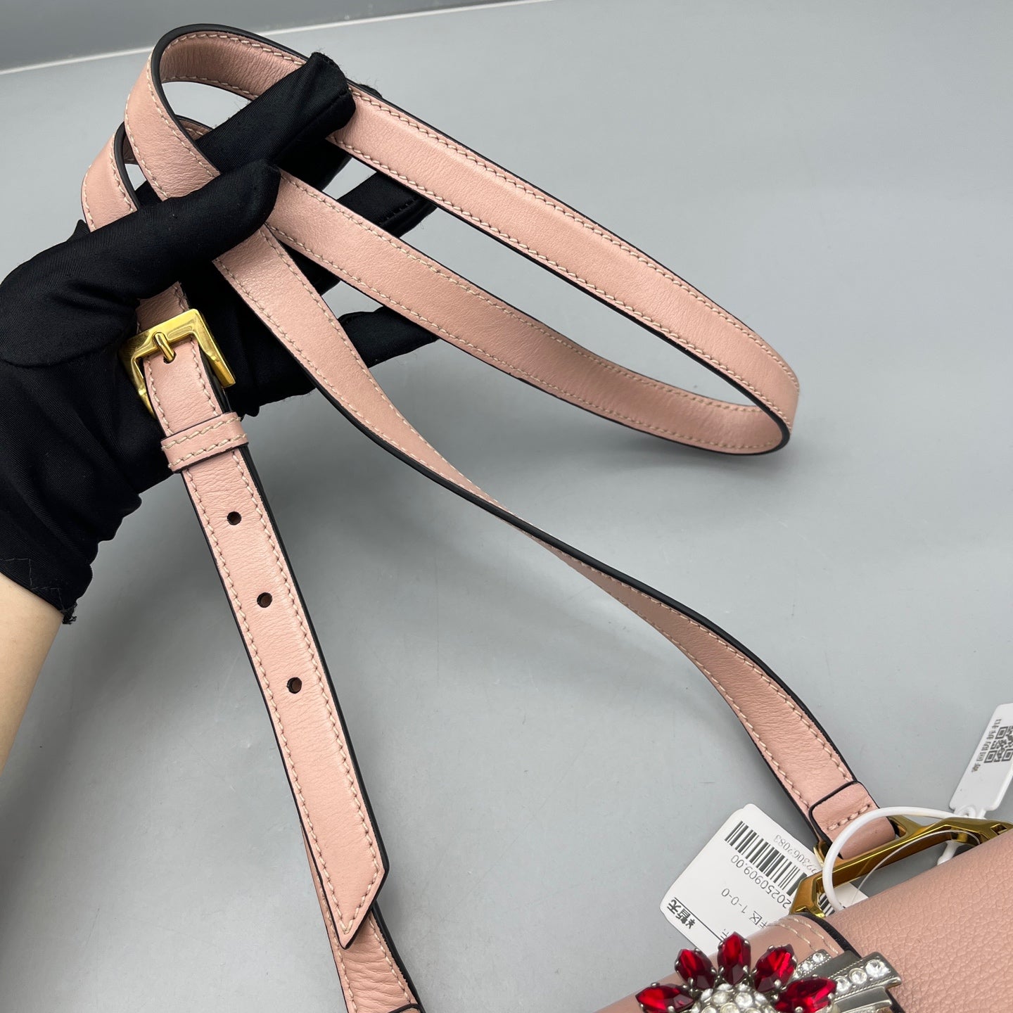 Miu Miu - Jeweled Flap Shoulder Bag - Leather - Pink - (small)
