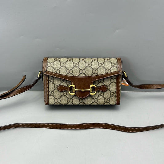 Gucci - Horsebit Mini Bag - GG Supreme canvas with leather trim - Brown - (mini)