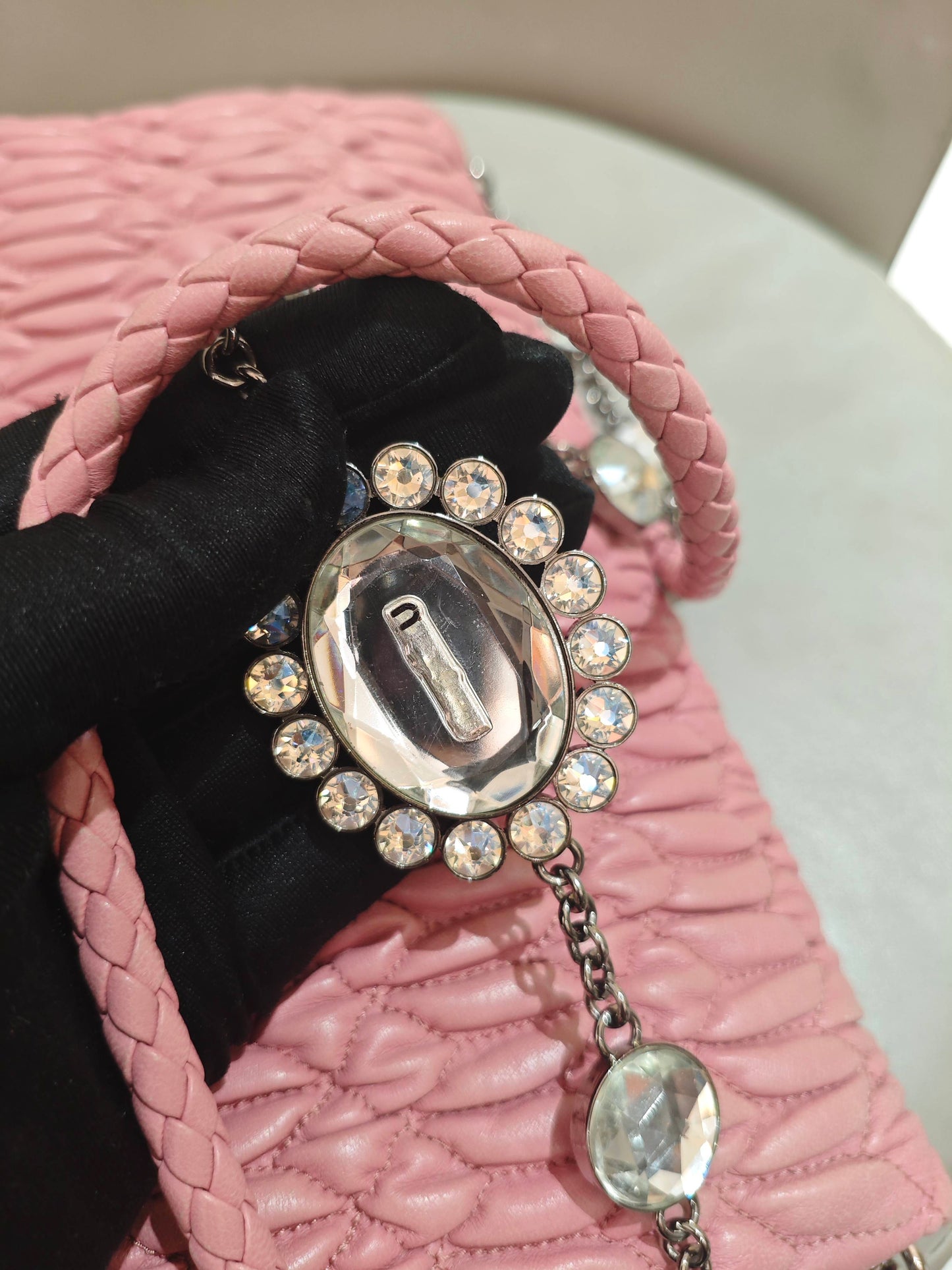 Miu Miu - Matelasse Jewel Chain Shoulder Bag - Leather - Pink - (Large)