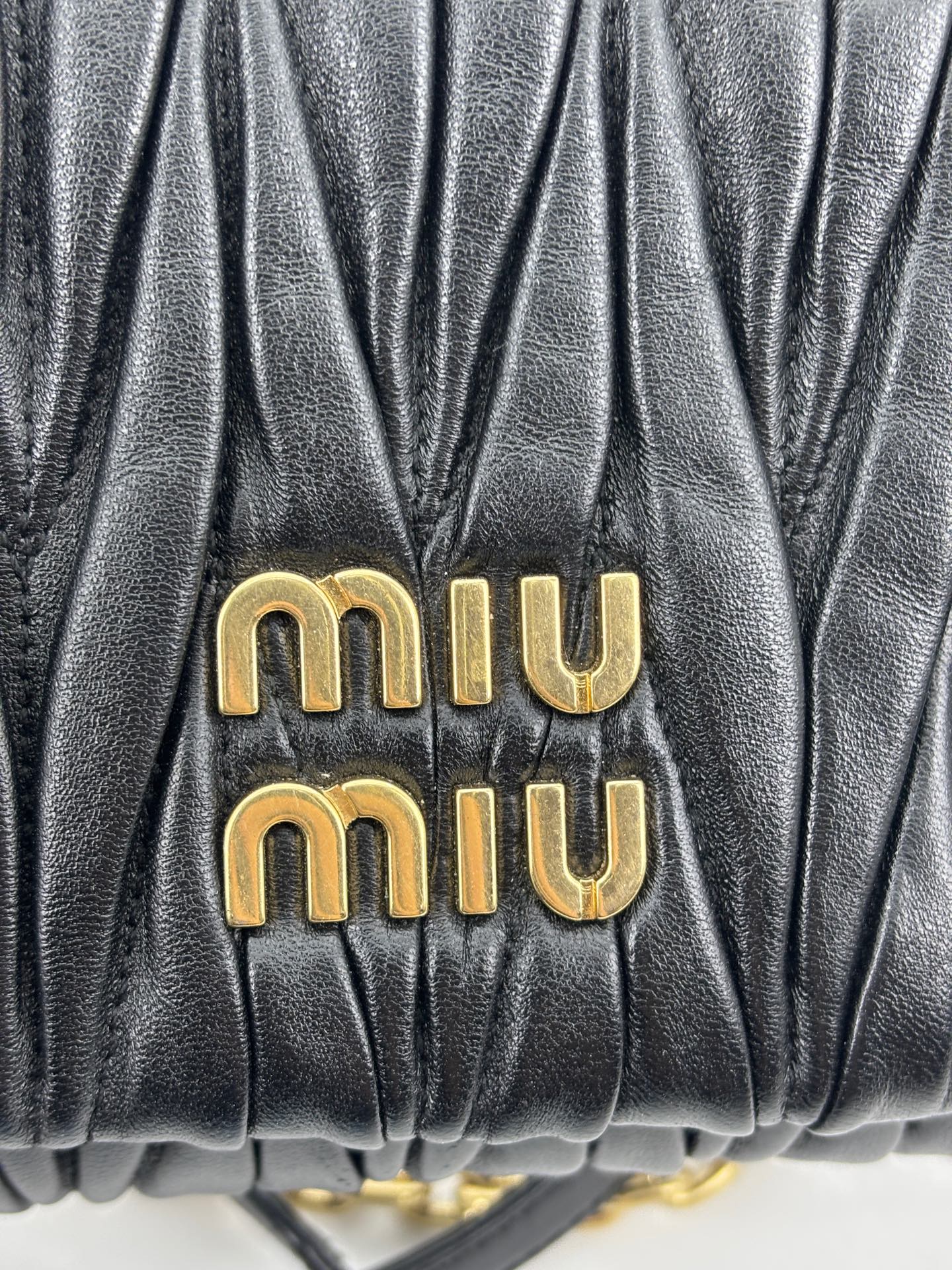 Miu Miu - Matelassé Flap Shoulder Bag - Leather - Black - (mini)