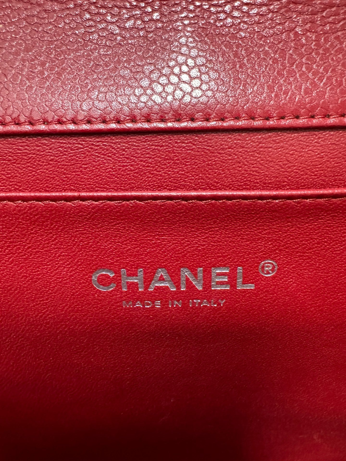 Chanel - Classic Flap Chain Bag - Caviar leather - Red - (Medium)