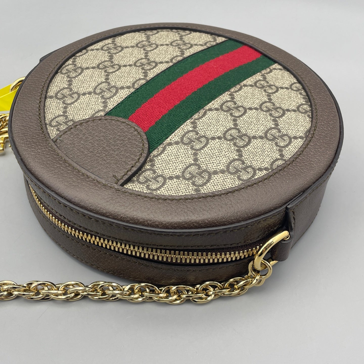 Gucci - Ophidia Round Mini Bag - GG Supreme canvas with leather trim - Ebony Brown - (mini)