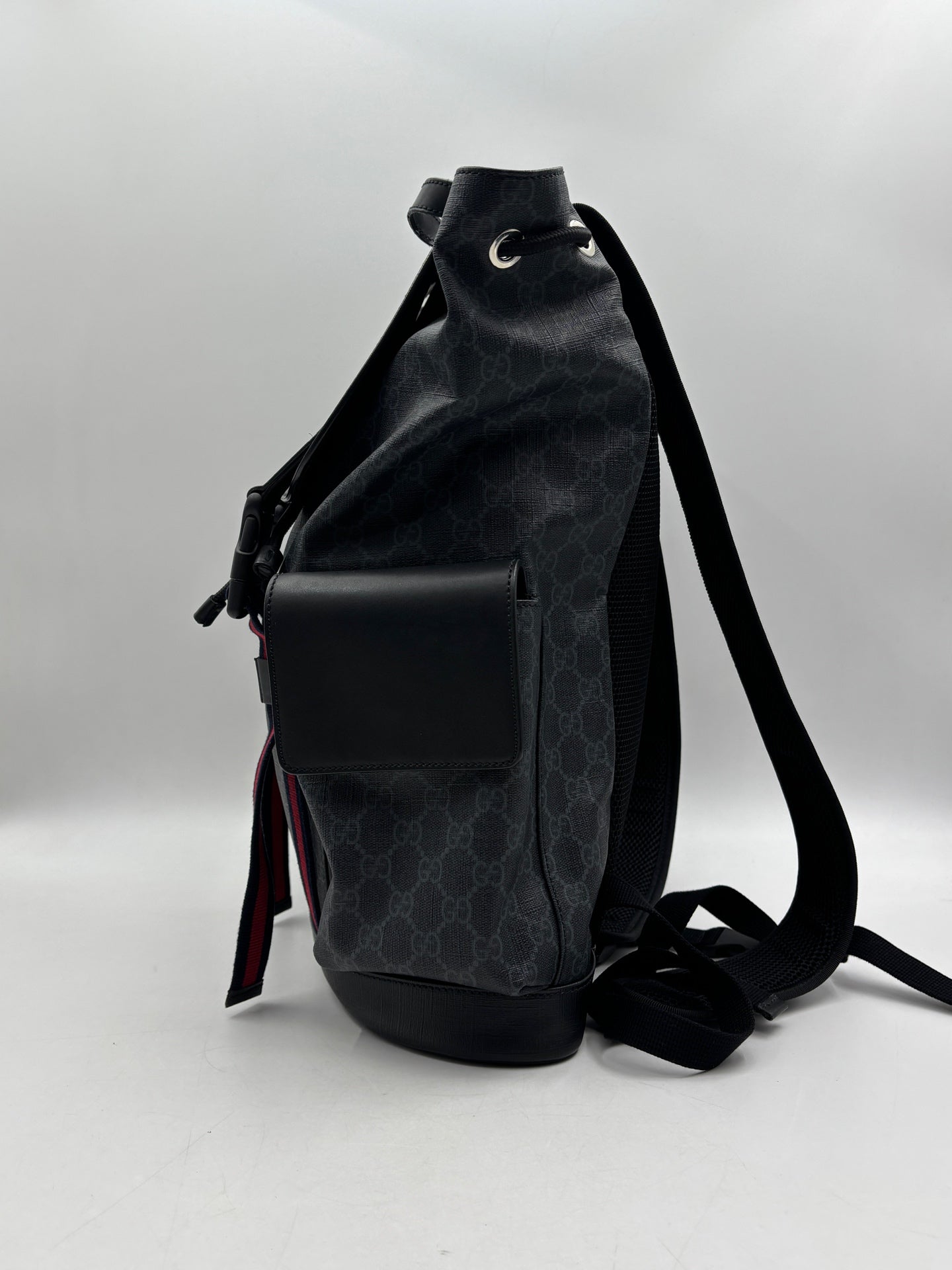 Gucci - GG Supreme Canvas Backpack - Canvas and leather patchwork - Black and Grey - (large)
