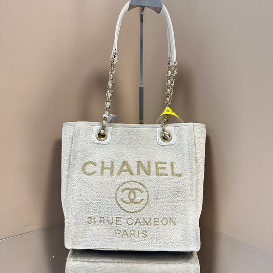 Chanel - Deauville Small Beach Bag - Tweed - White - (small)