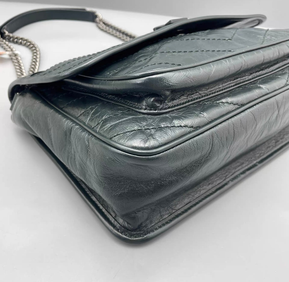 Saint Laurent - Niki Medium - Crinkled calfskin leather - Dark Green - (Medium)