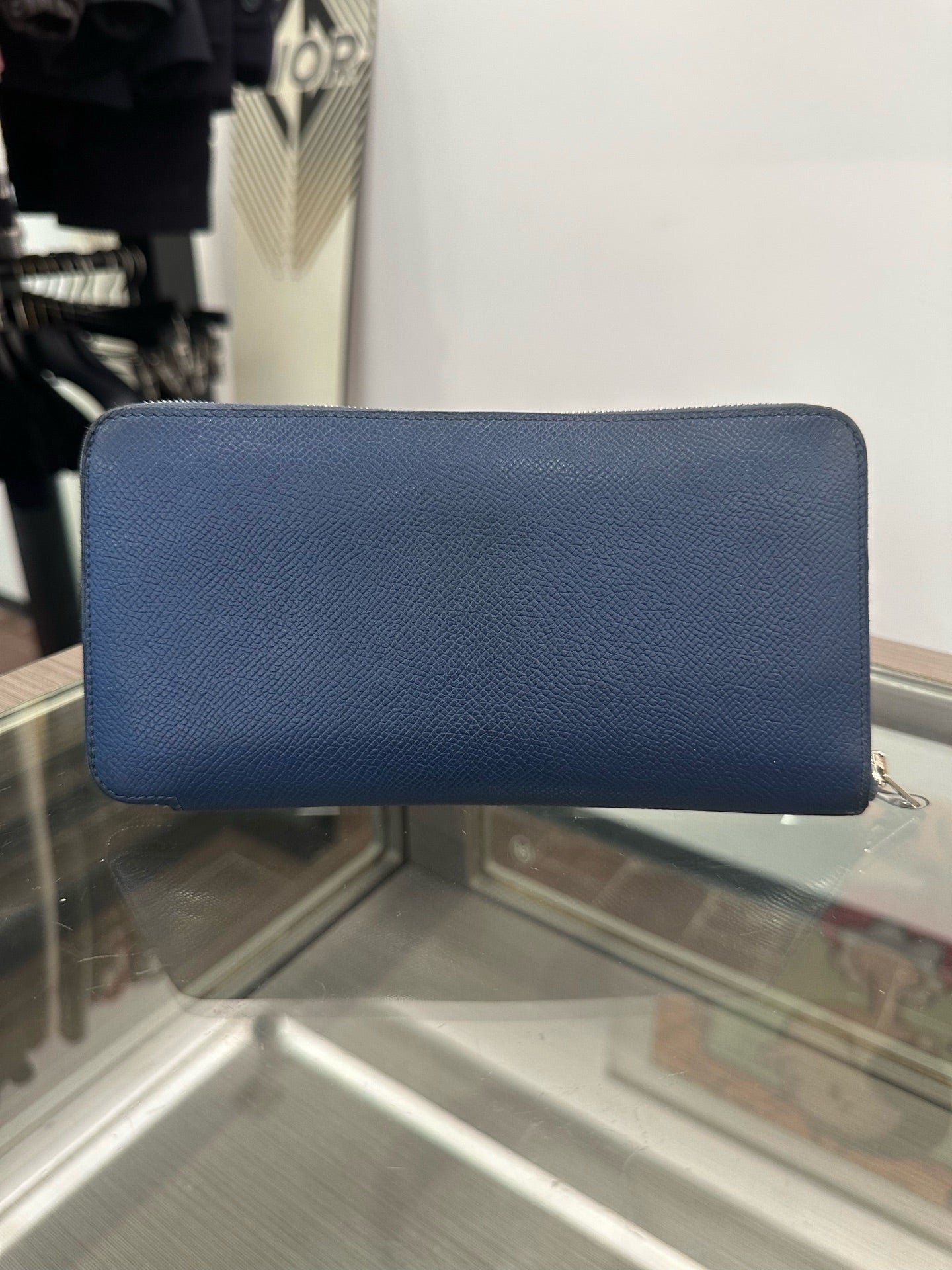 Hermès - Silk-in Zipper Wallet - Epsom leather and Silk - Blue - (Medium)