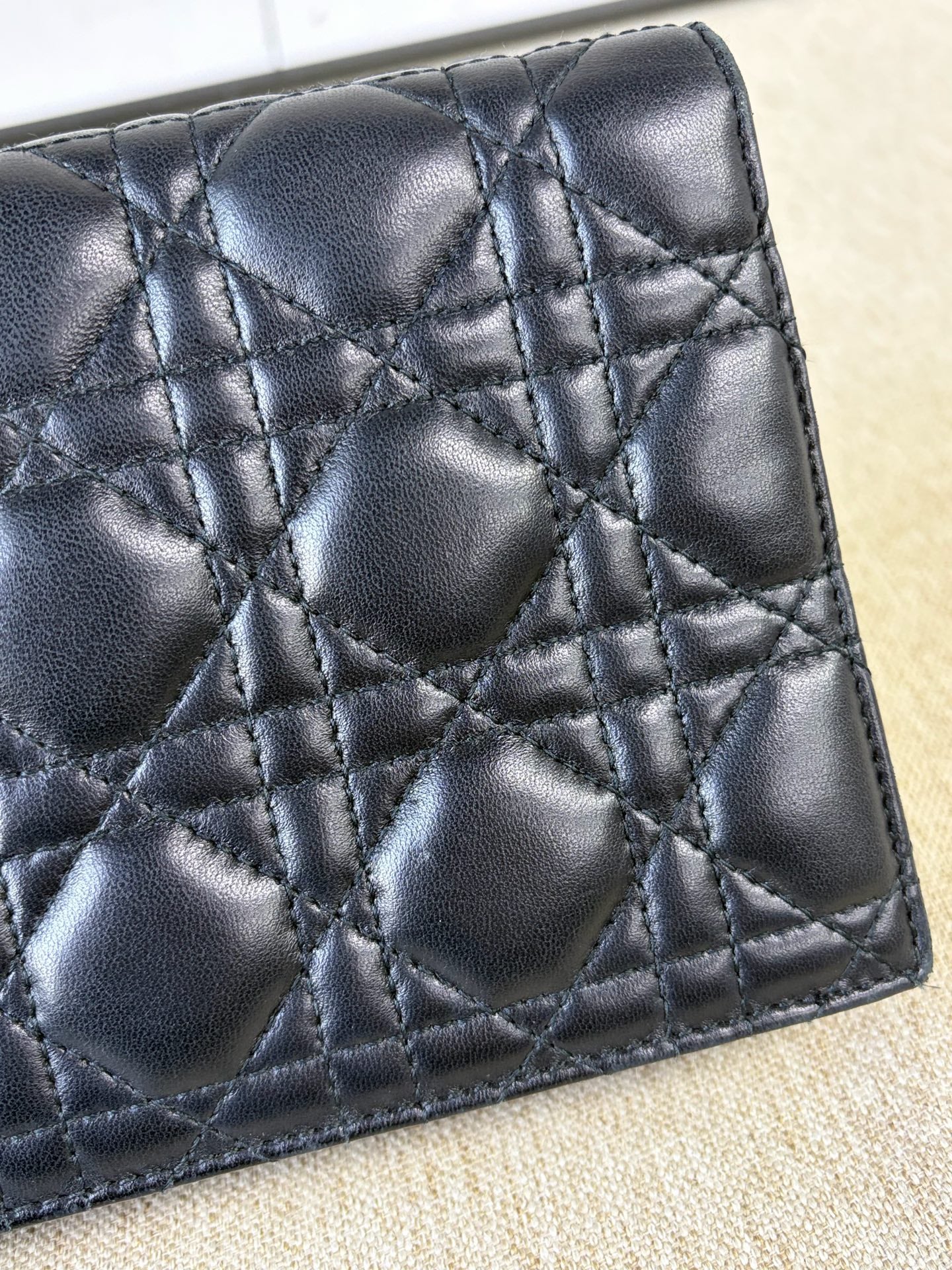 Dior - Lady Dior Wallet on Chain - Lambskin leather - Black - (Small)