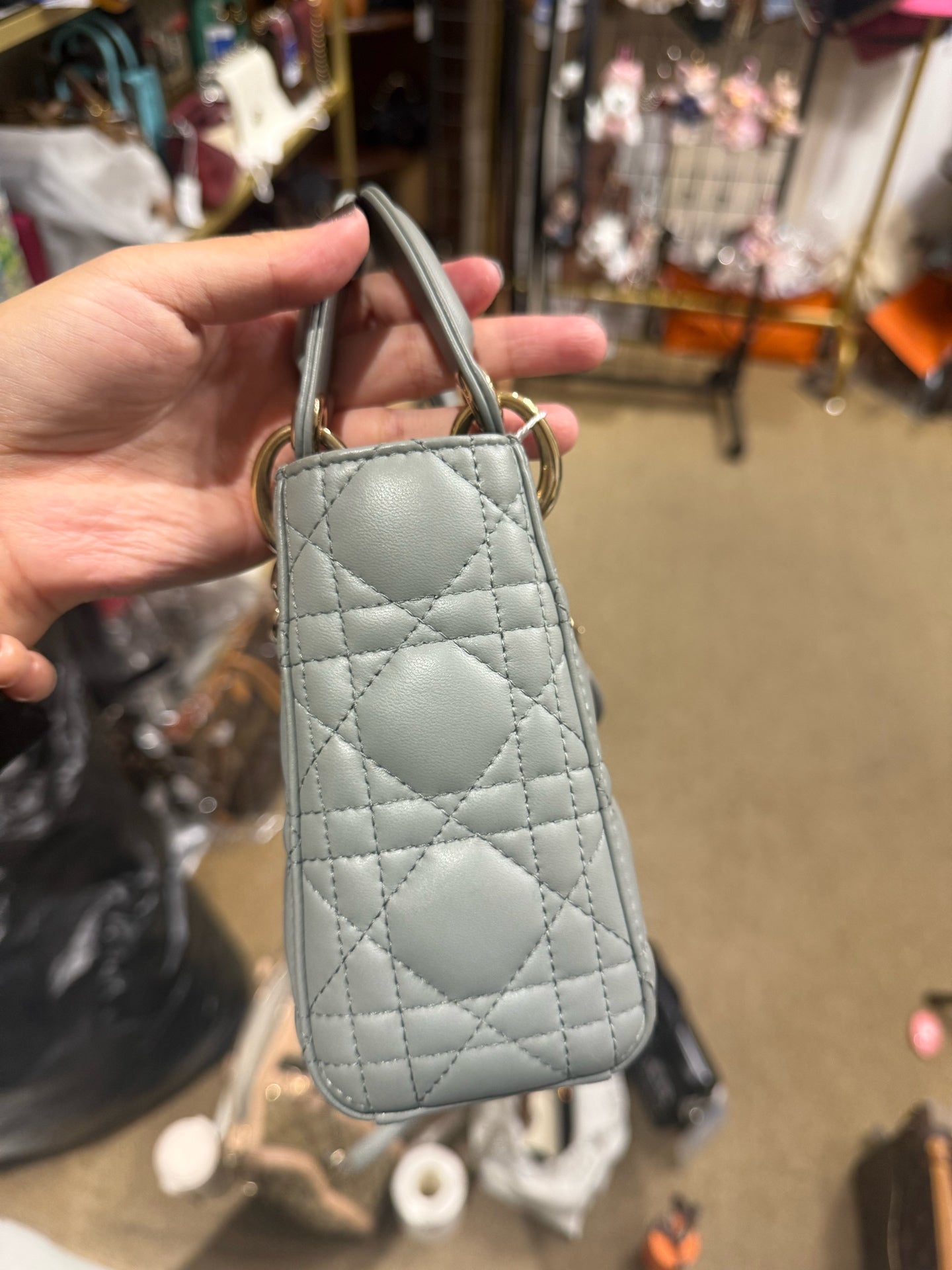 Dior - Lady Dior Mini - Lambskin leather - Grey with Gold-Tone Hardware - (mini)