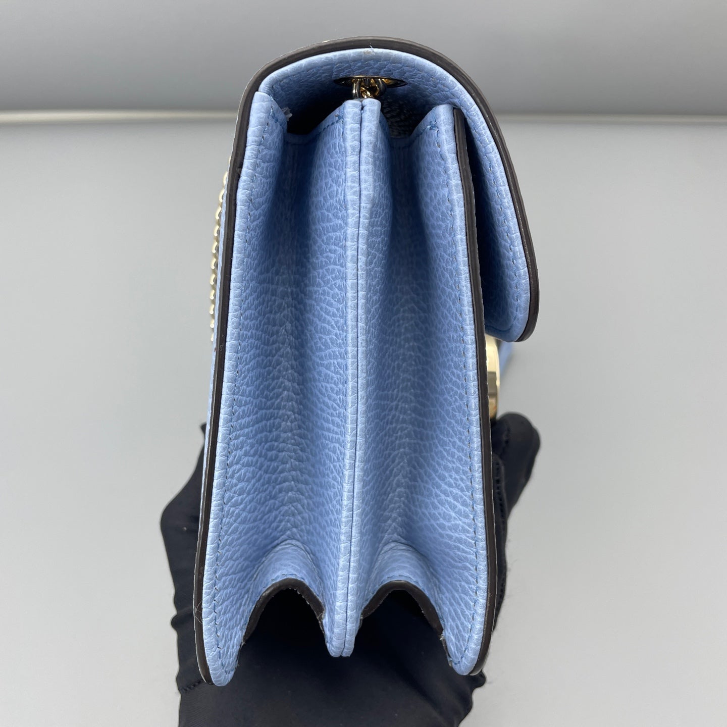 Gucci - Interlocking G Accordion Bag (Outlet Style) - Grained leather - Blue - (small)