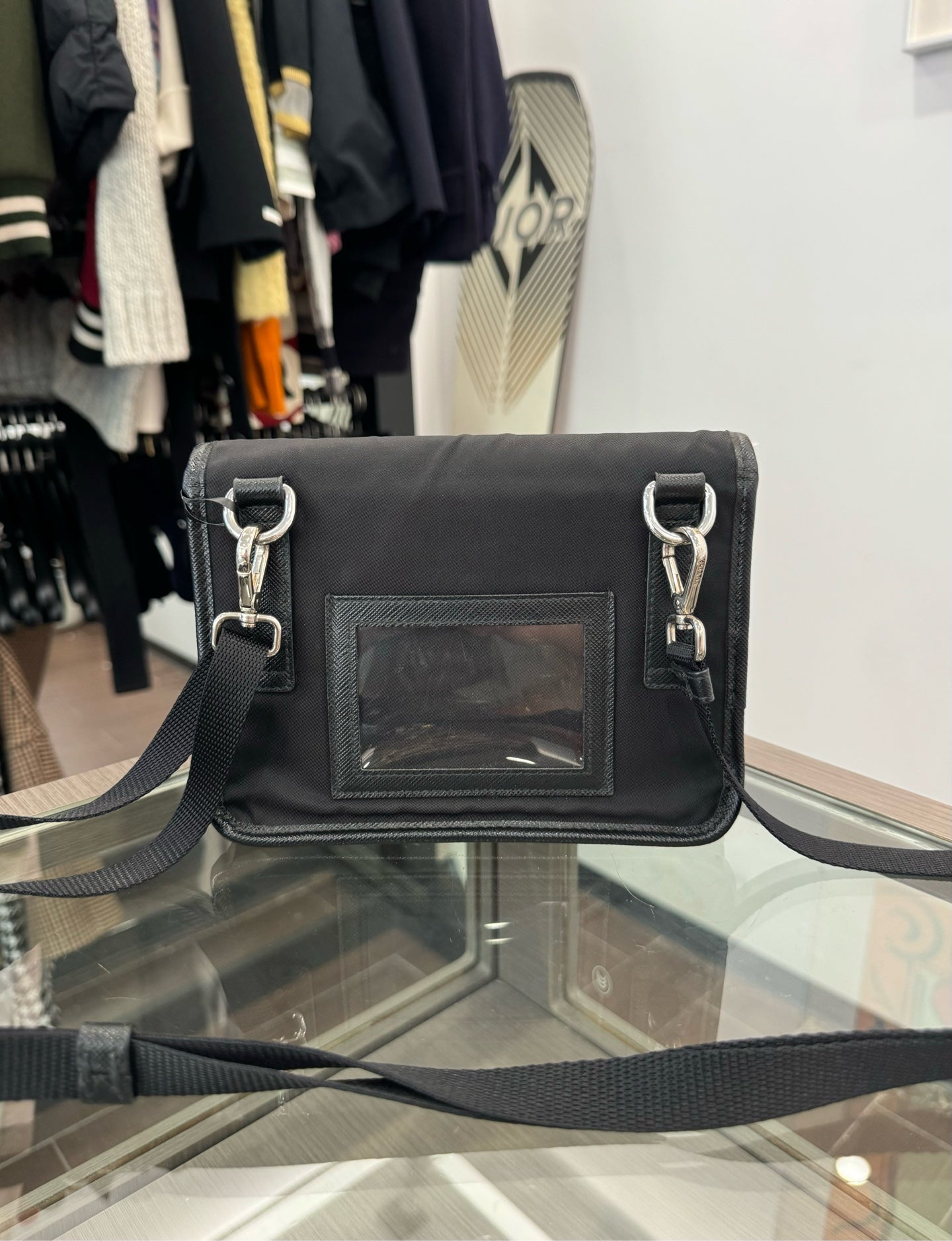 Prada - Re-Nylon and Saffiano Leather Messenger Bag - Re-Nylon with Saffiano leather trim - Black - (small)