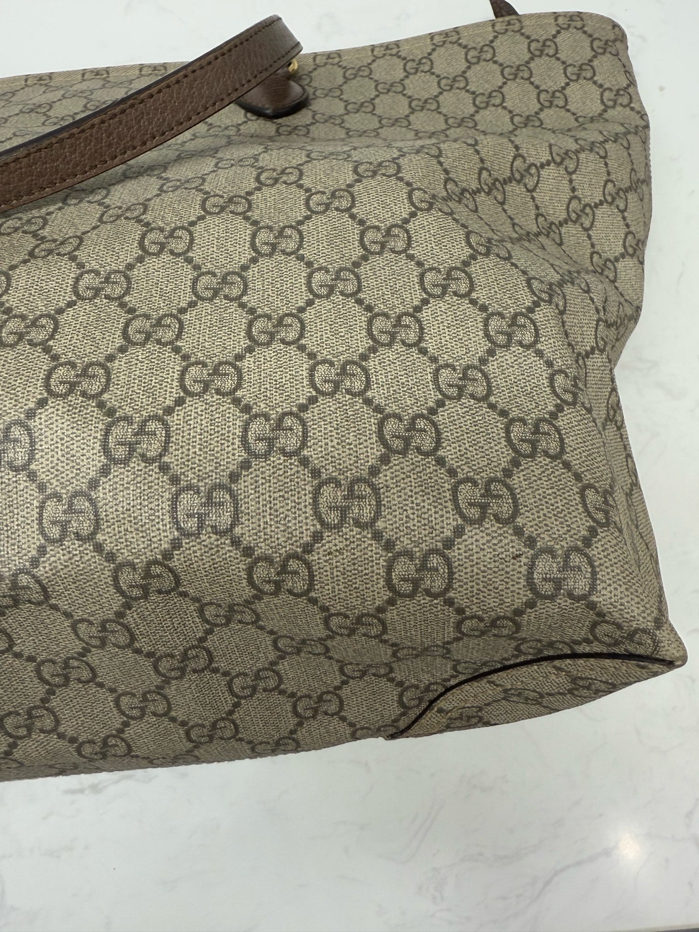 Gucci - GG Supreme Tote - Coated canvas, Leather - Beige - (medium)