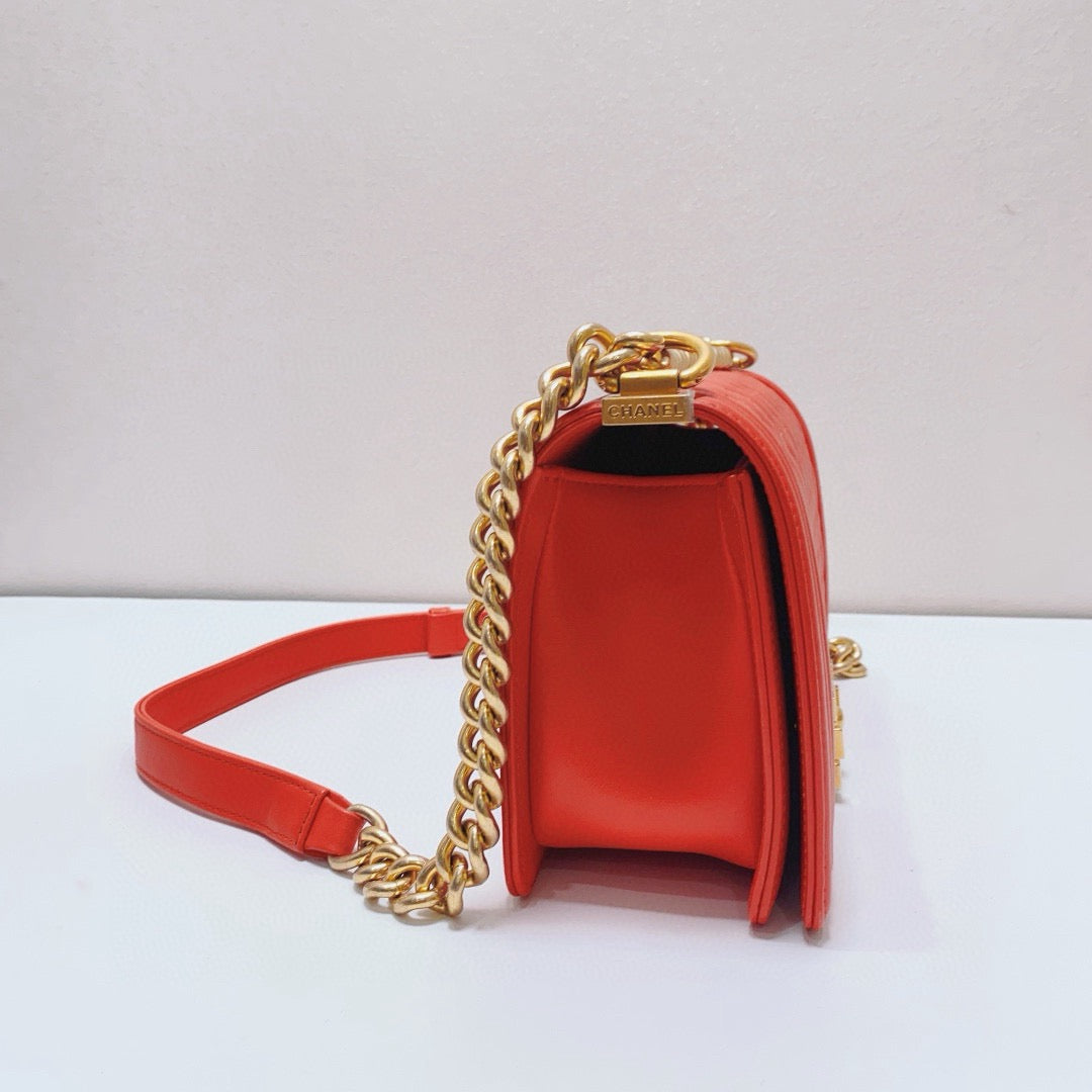 Chanel - Boy Bag - Lambskin leather - Orange - (Medium)