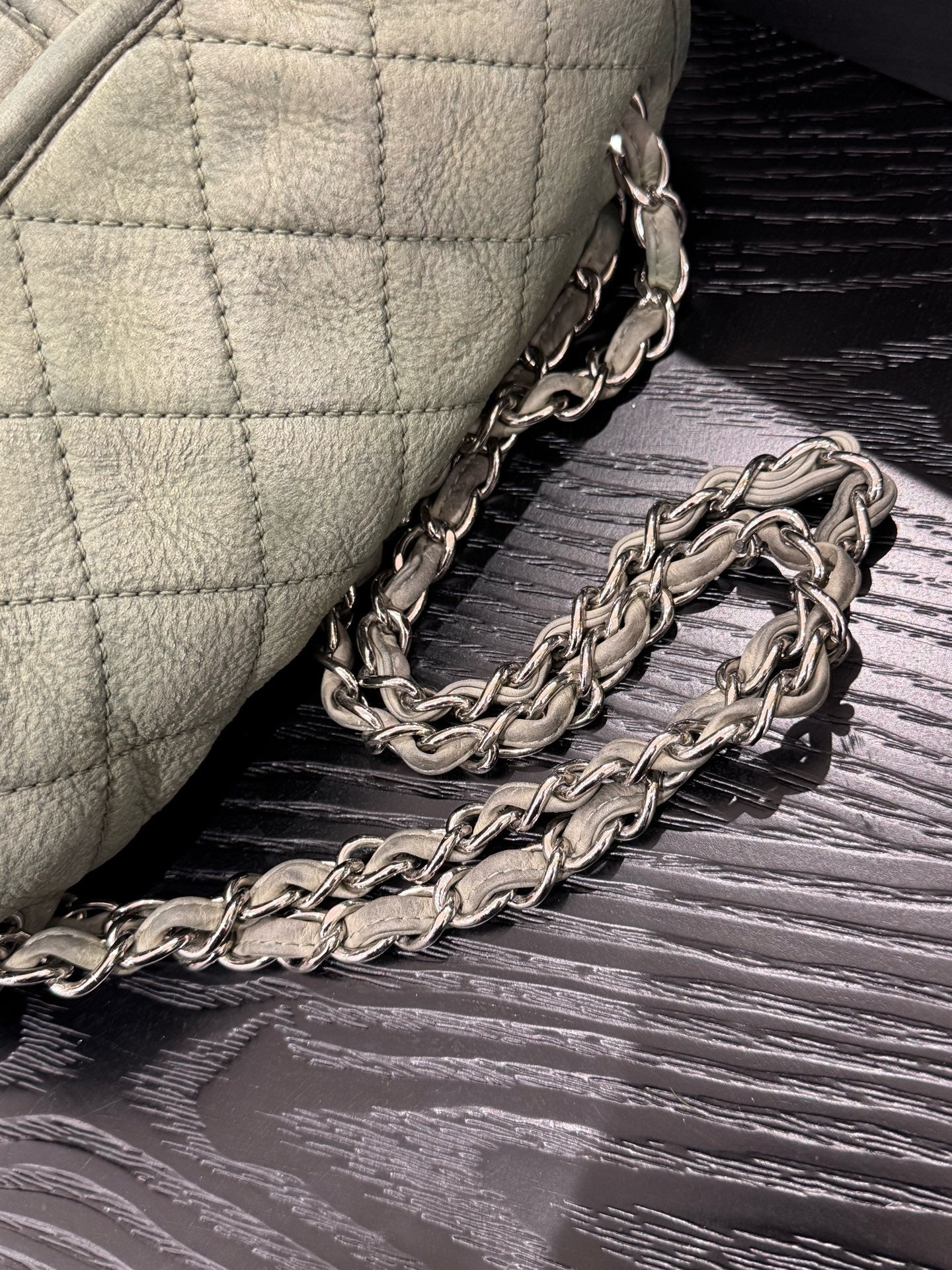 Chanel - Classic Flap Bag - Aged calfskin leather - Muted Sage Green with Silver-Tone Hardware - (small)
