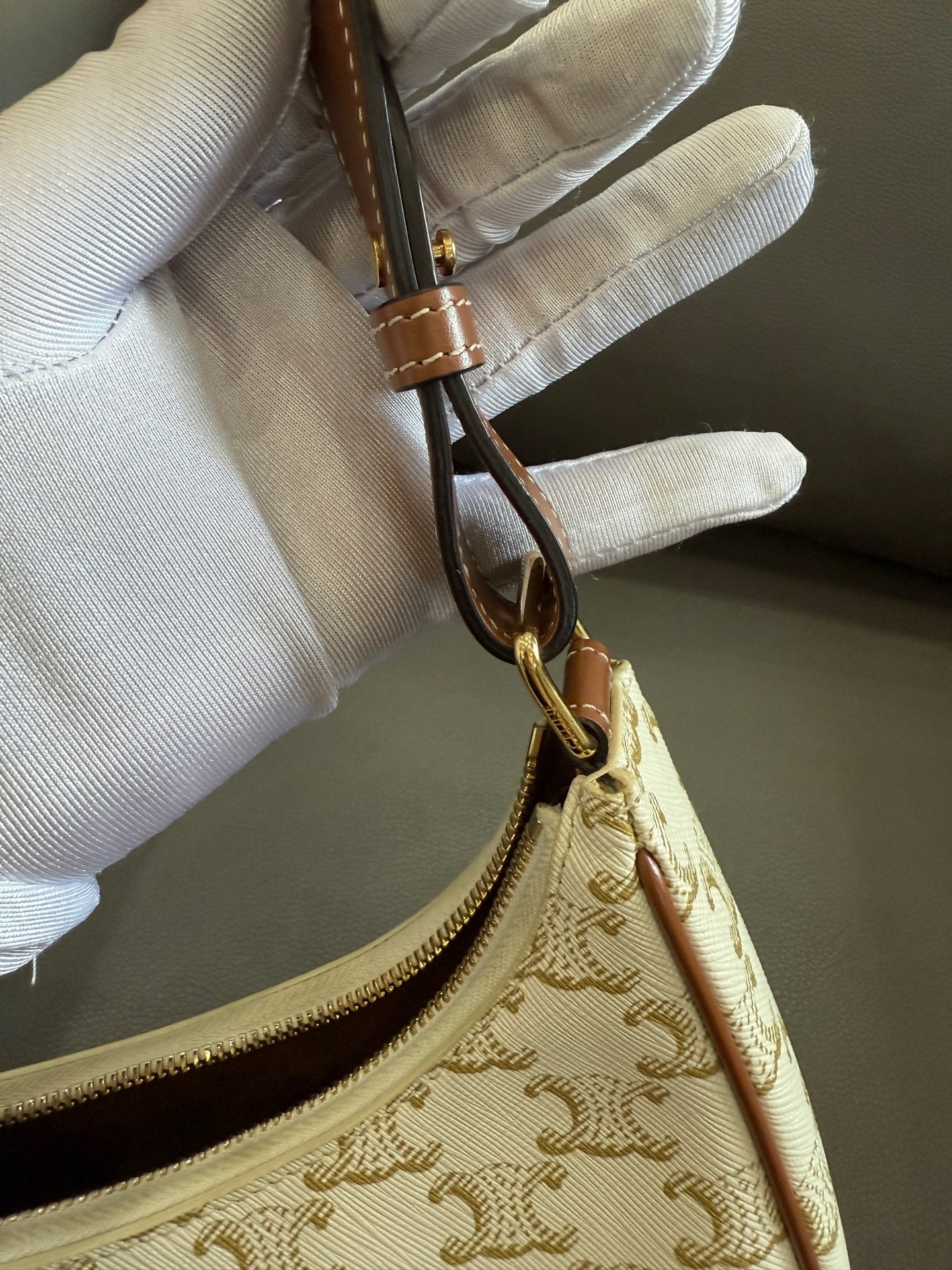 Celine - Ava Bag - Coated canvas with leather trim - White - (mini)