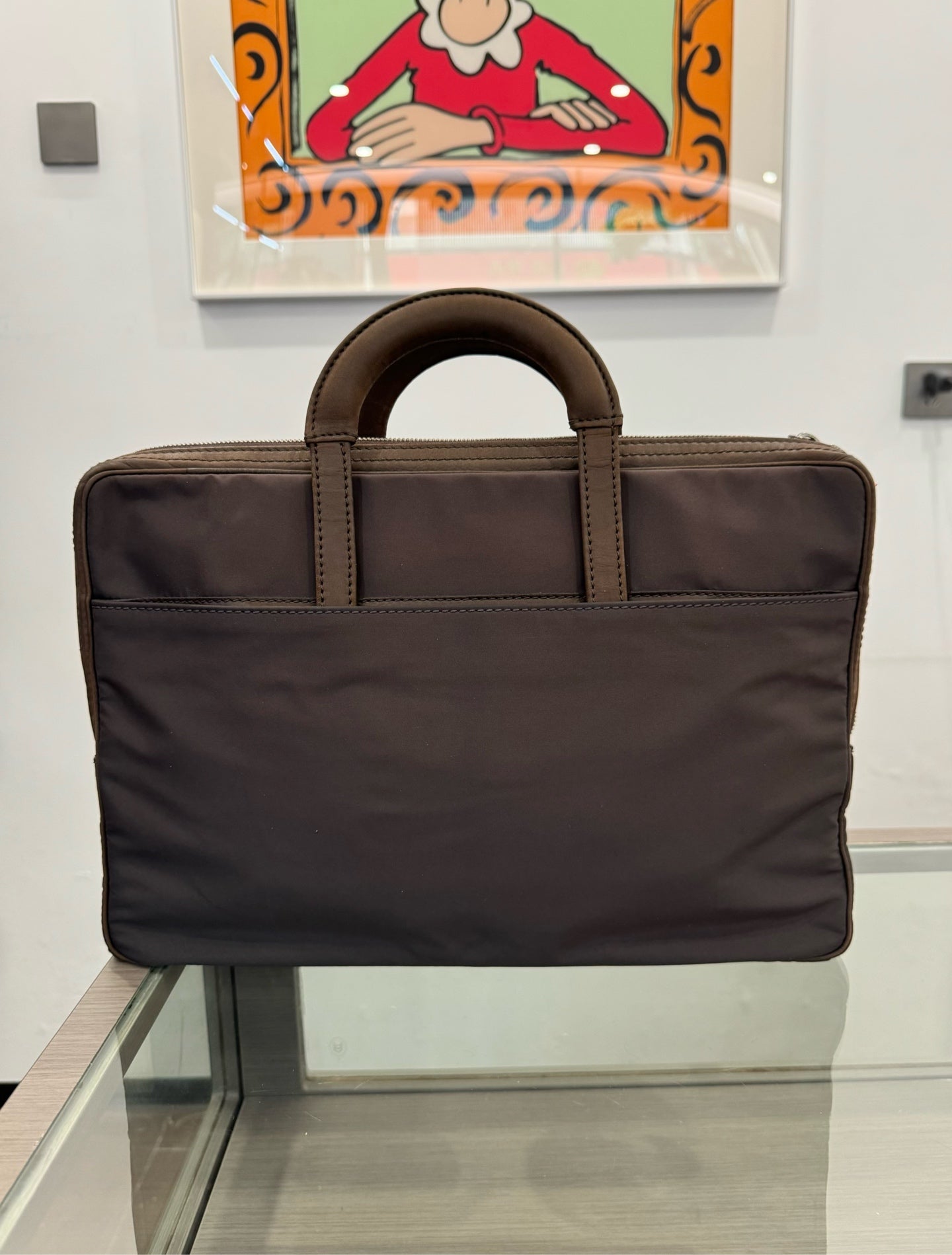 Loro Piana - Briefcase - Technical polyamide fabric with leather trim - Brown - (medium)