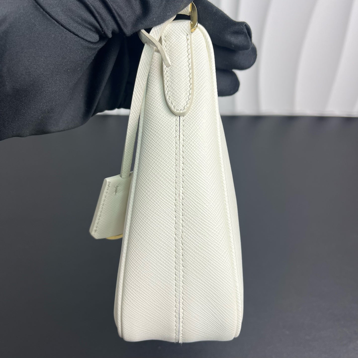 Prada - Saffiano Hobo Shoulder Bag - Saffiano leather - White - (small)