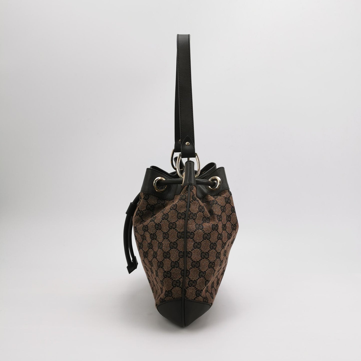 Gucci - GG Monogram Canvas Bucket Bag - GG monogram canvas and leather trim - Brown - (medium)