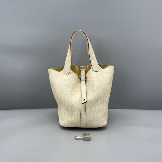 Hermès - Picotin Lock 18 - Clemence leather - White - (Mini)