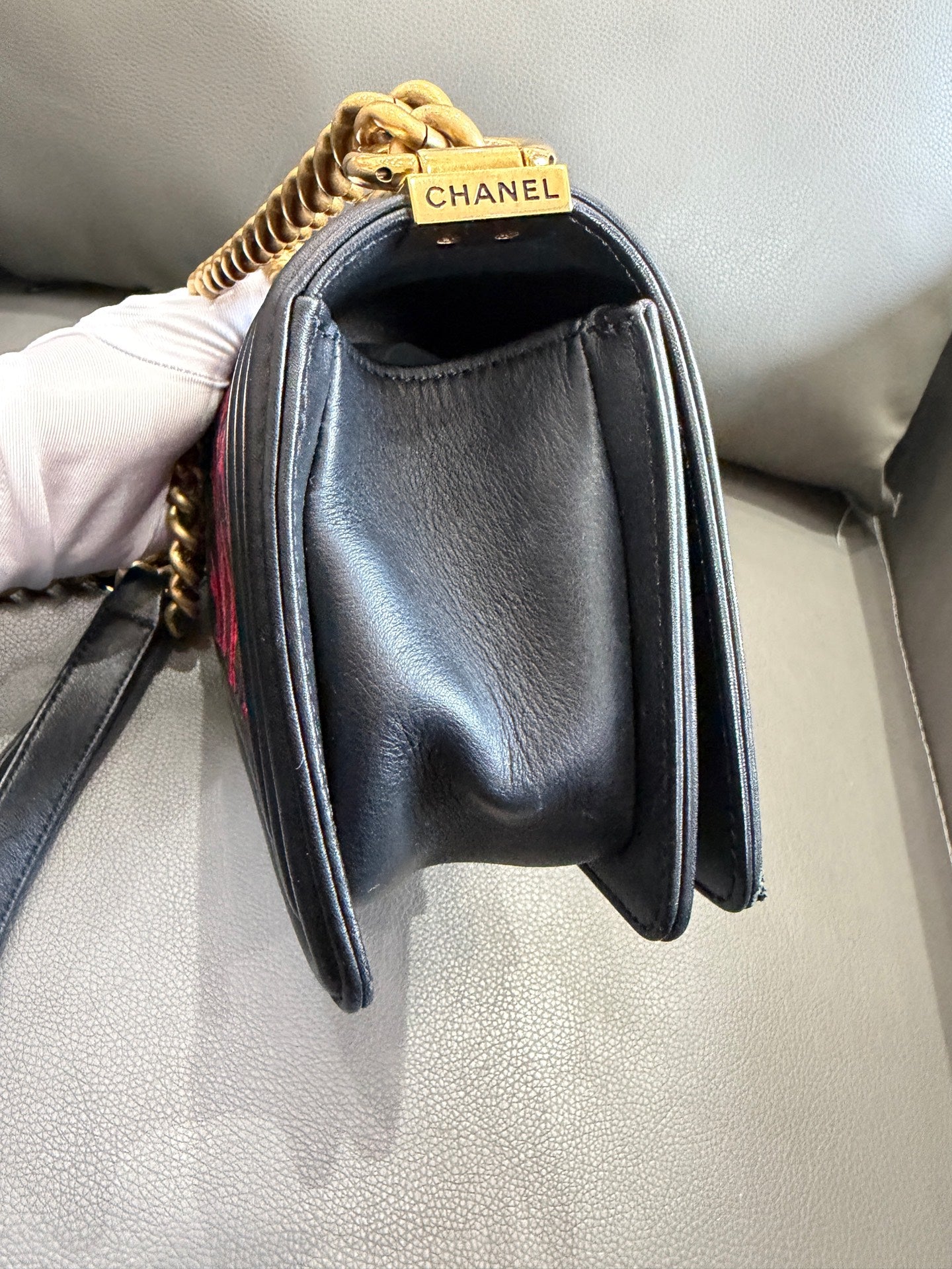 Chanel - Boy Bag Small - Velvet with leather trim - Black - (Small)