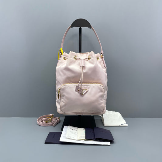 Prada - Nylon Bucket Bag - Nylon with Saffiano leather trim - Pink - (Medium)